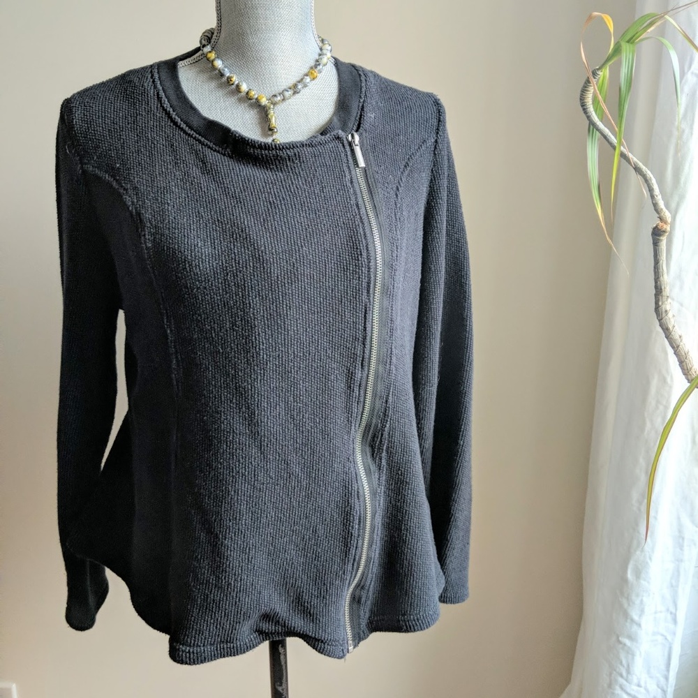 [Ruff Hewn] Charcoal Asymmetrical Zip Jacket -1X